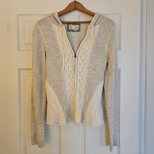 Anthropologie Saturday/Sunday Cable Knit Peplum Hoodie Size Small